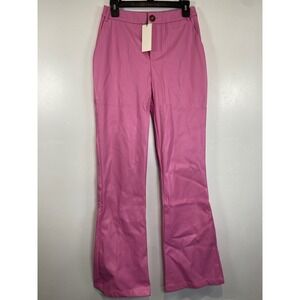 Pretty Garbage Faux Leather Pants Flare Leg Pink Trousers New‎ Size M